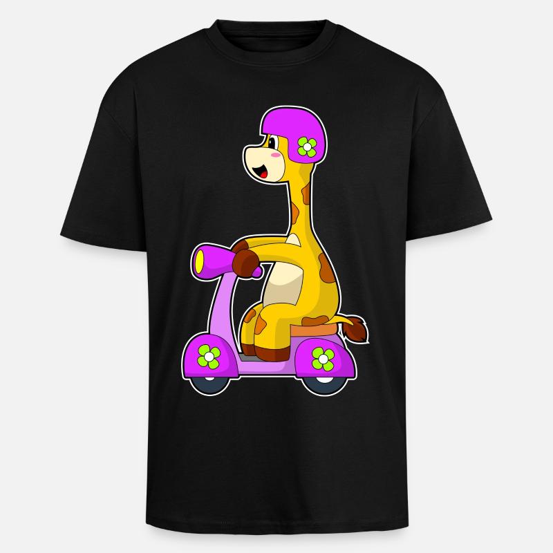 Scooter Girafe - T-shirt unisexe oversize épais - noir