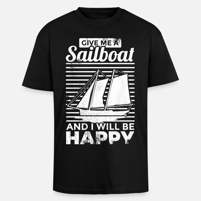 Segelspruch - Oversized Heavyweight Unisex T-Shirt - Schwarz