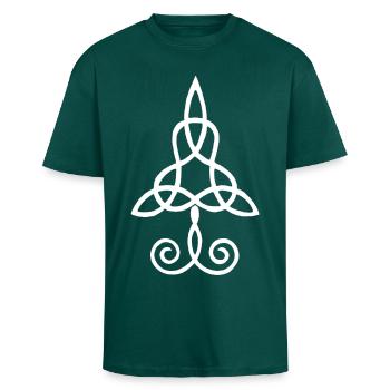 Weißer Baum und Natur - Oversized Heavyweight Unisex T-Shirt - hunter Green - Vorne - Alina (178cm) & Michal (187cm)