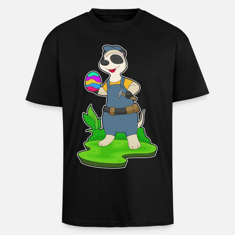 Erdmännchen Ostern Handwerker - Oversized Heavyweight Unisex T-Shirt - Schwarz
