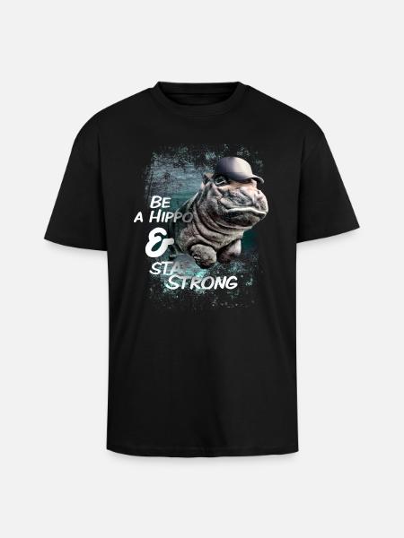 hippo love - Oversized Heavyweight Unisex T-Shirt - Schwarz
