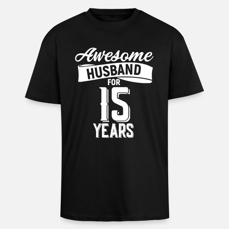 15e anniversaire de mariage - T-shirt unisexe oversize épais - noir