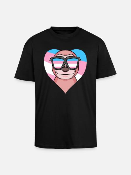 Transgender Transsexual Sloth Gift - Unisex Oversized Heavyweight T-shirt - black