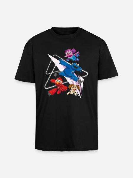 Mecha Builders Elmo, Cookie and Abby - Unisex Oversized Heavyweight T-shirt - black