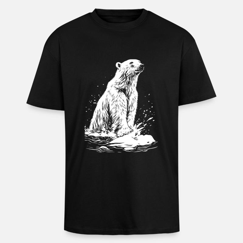 Eisbär - Oversized Heavyweight Unisex T-Shirt - Schwarz