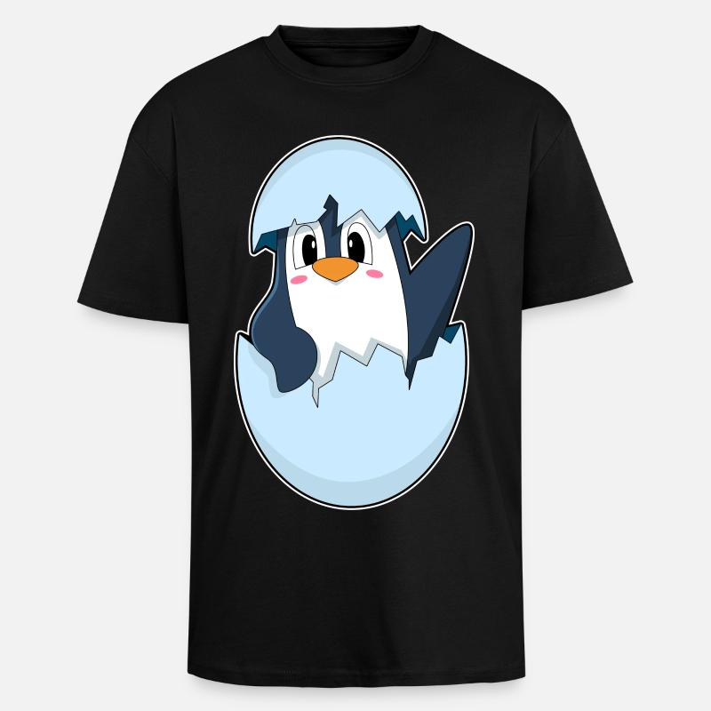 Pinguin Eierschale - Oversized Heavyweight Unisex T-Shirt - Schwarz