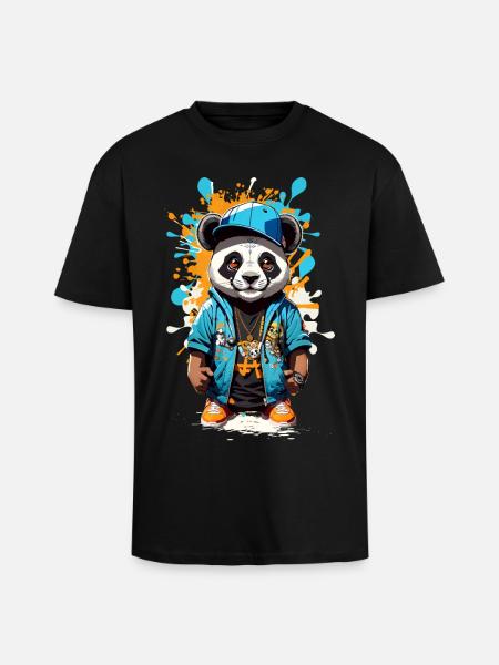 Panda Ours - T-shirt unisexe oversize épais - noir