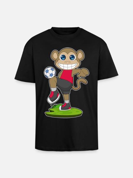 Monkey Soccer Player Soccer - Unisex Oversized Heavyweight T-shirt - black
