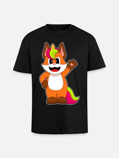 Fox Unicorn - Unisex Oversized Heavyweight T-shirt - black