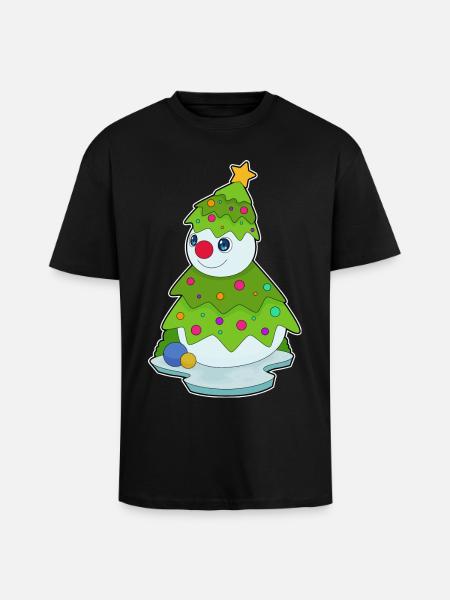 Snowman Christmas Christmas Tree - Unisex Oversized Heavyweight T-shirt - black
