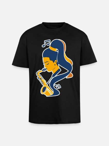 Saxophone Player Comic Look - Unisex Oversized Heavyweight T-shirt - black
