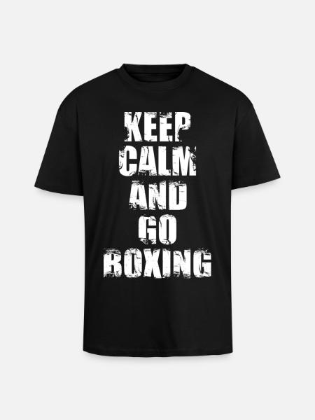 Stay calm and go boxing - Unisex Oversized Heavyweight T-shirt - black