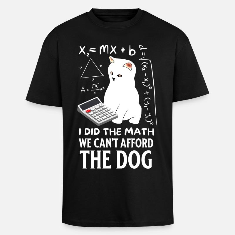 Humorous Cat Math Design - Unisex Oversized Heavyweight T-shirt - black