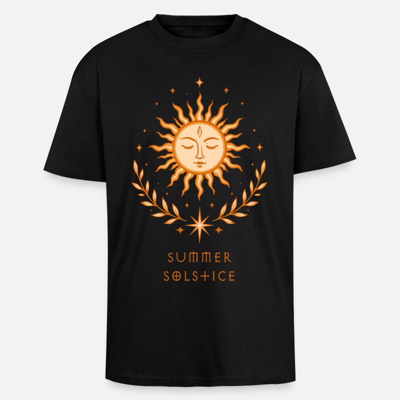 Summer Solstice Sonne – Boho Symbol - Oversized Heavyweight Unisex T-Shirt - Schwarz