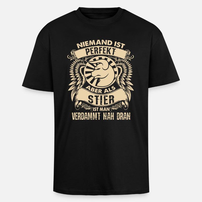 Sternzeichen Stier - ist perfekt - Oversized Heavyweight Unisex T-Shirt - Schwarz