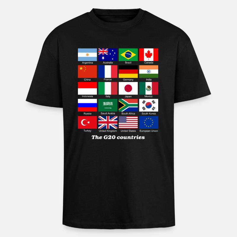 G20-flagga - Unisex oversized t-shirt i kraftig kvalitet - svart