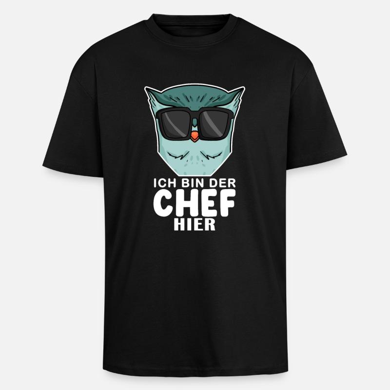 Cool Eule Chef - Oversized Heavyweight Unisex T-Shirt - Schwarz