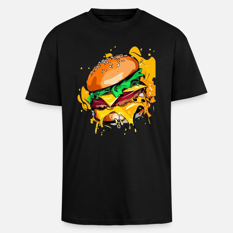 Extra Käse Burger Cheeseburge - Oversized Heavyweight Unisex T-Shirt - Schwarz