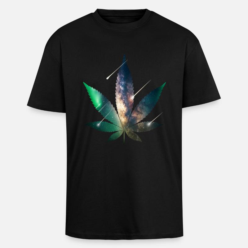 Galaxy Hanfblatt - Cannabis - Weed - Oversized Heavyweight Unisex T-Shirt - Schwarz