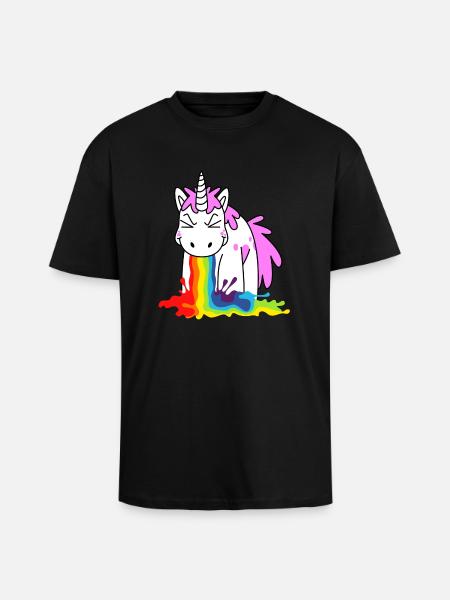 Licorne arc-en-ciel - T-shirt unisexe oversize épais - noir