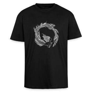 Mermaid - Meerjungfrau - weiss - Oversized Heavyweight Unisex T-Shirt - Schwarz - Vorne - Alina (178cm) & Michal (187cm)
