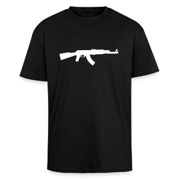 Kalashnikov AK 74 Rifle - Unisex Oversized Heavyweight T-shirt - black - Front - Alina (178cm) & Michal (187cm)