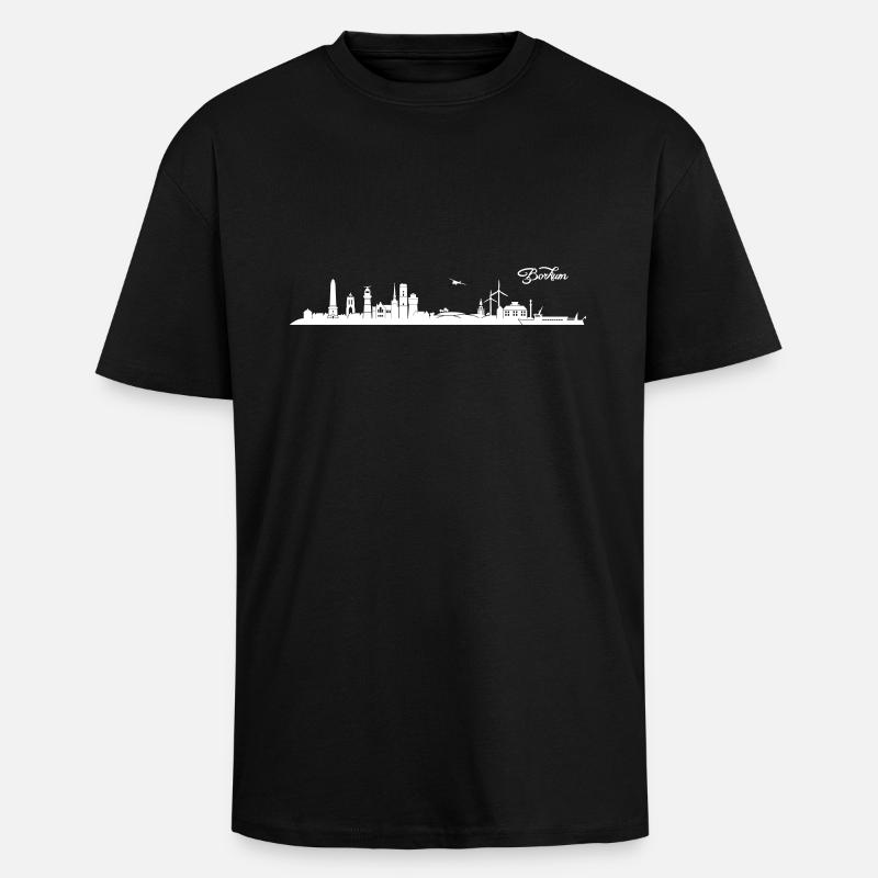 Borkumer Skyline - Oversized Heavyweight Unisex T-Shirt - Schwarz