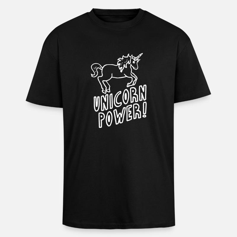 Unicorn - Power - Oversized Heavyweight Unisex T-Shirt - Schwarz