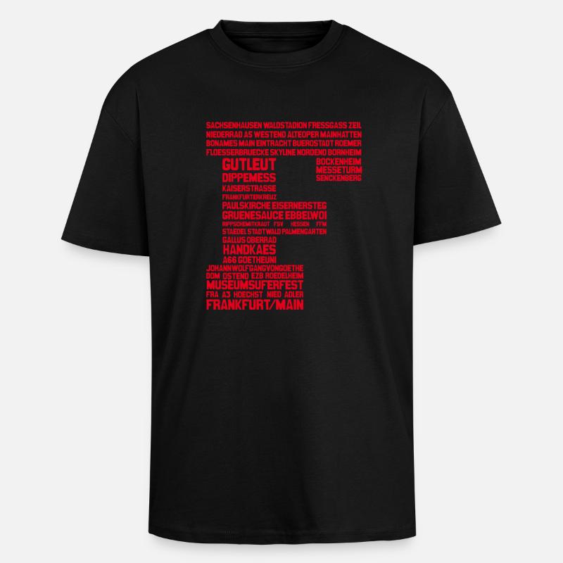 Frankfurt Red - Unisex Oversized Heavyweight T-shirt - black
