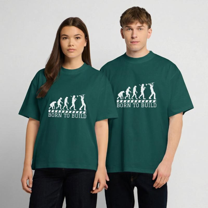 Evolution construction worker gift construction job work Unisex Oversized Heavyweight T-shirt