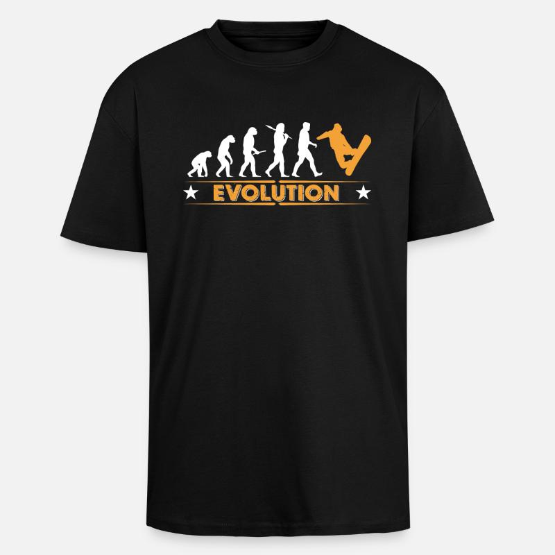 Snowboard Evolution - orange/weiss - Oversized Heavyweight Unisex T-Shirt - Schwarz