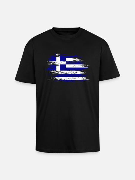 Drapeau de la Grèce utilisé - T-shirt unisexe oversize épais - noir