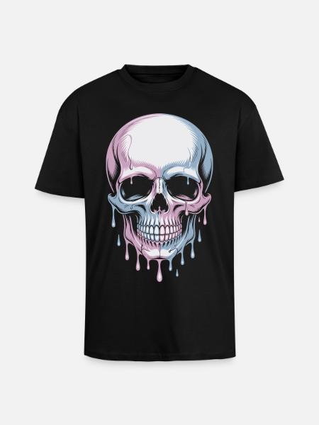 Kawaii Pastel Goth Skull - Unisex Oversized Heavyweight T-shirt - black