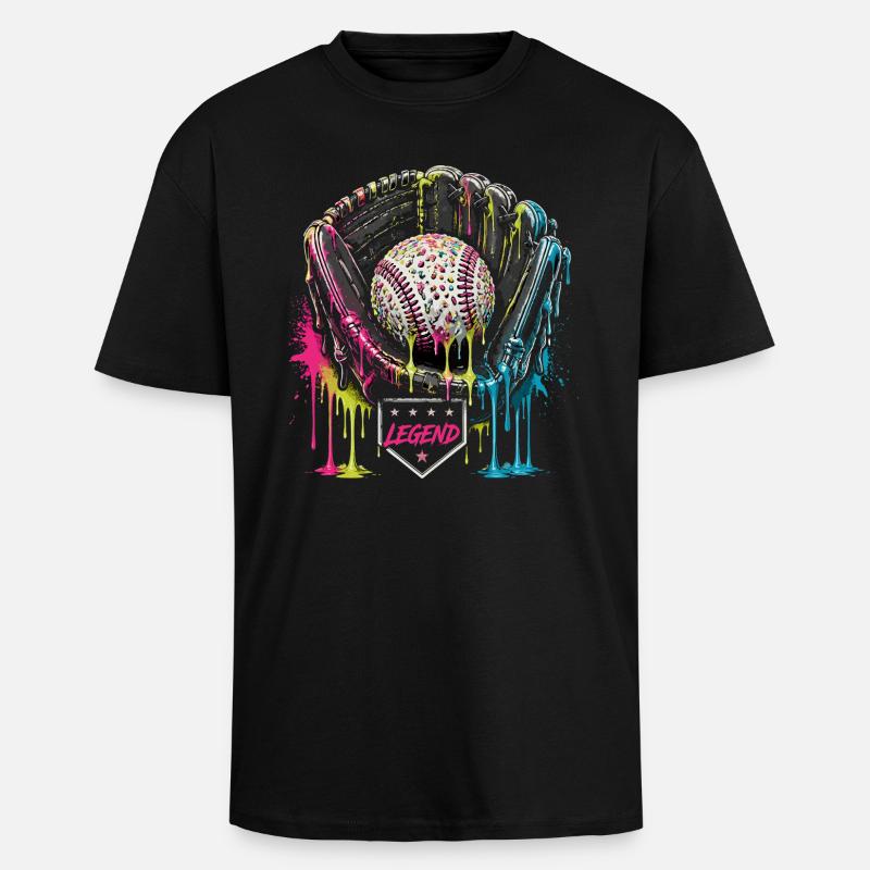 Baseball Handschuh Legend Bunt Grafik - Oversized Heavyweight Unisex T-Shirt - Schwarz