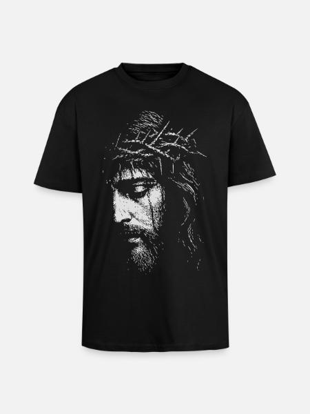 Jesus Dornenkrone Portrait - Oversized Heavyweight Unisex T-Shirt - Schwarz