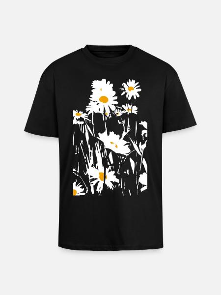 DAISIES - Unisex Oversized Heavyweight T-shirt - black