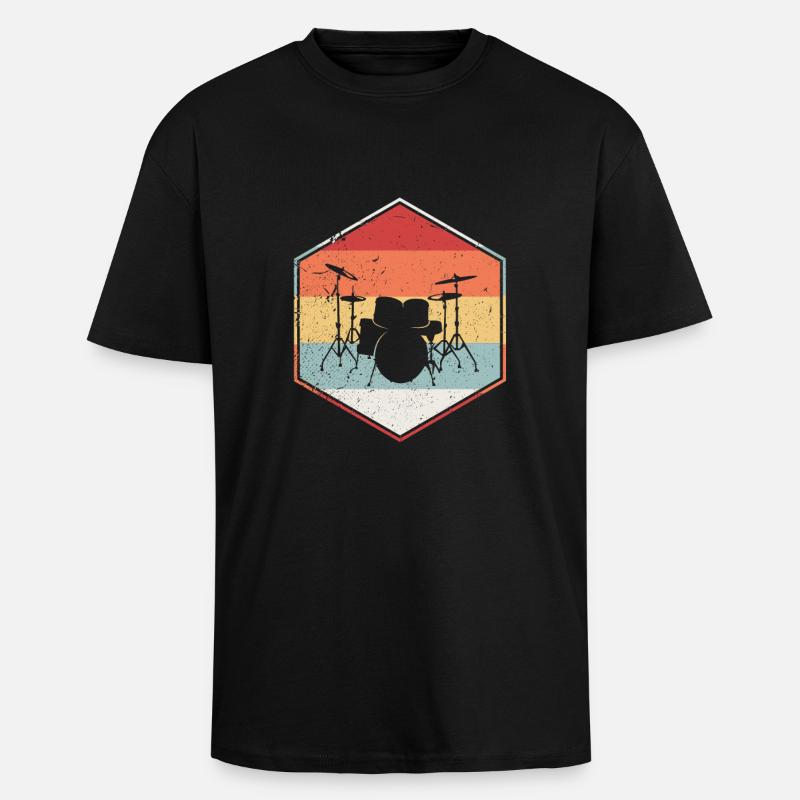 Retro drums - Unisex Oversized Heavyweight T-shirt - black