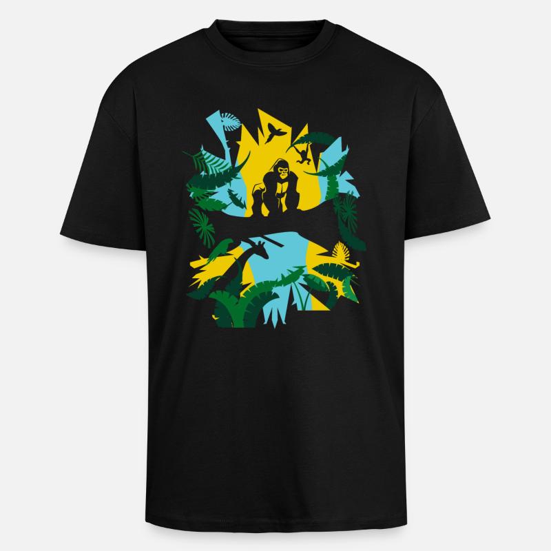 Dschungel Gorilla - Oversized Heavyweight Unisex T-Shirt - Schwarz