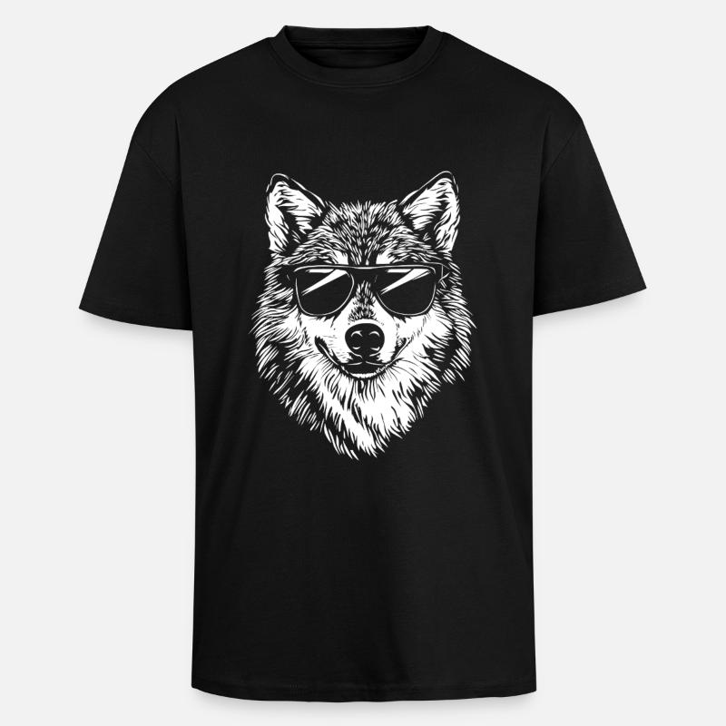 Cool Wolf Sonnenbrille Sommer - Oversized Heavyweight Unisex T-Shirt - Schwarz