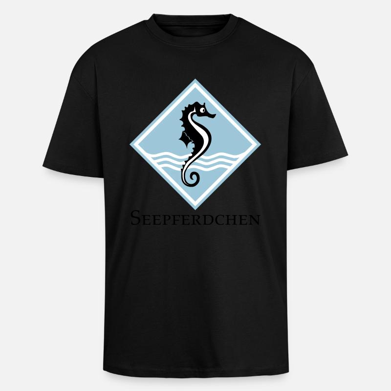 Seepferdchen - Oversized Heavyweight Unisex T-Shirt - Schwarz