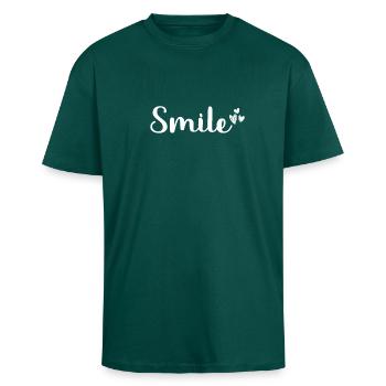 Proverbes - T-shirt unisexe oversize épais - hunter green - Devant - Alina (178cm) & Michal (187cm)