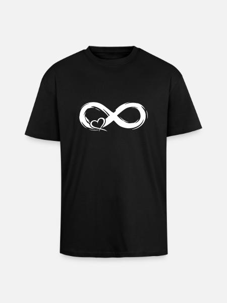 Infinity love symbol with heart - Unisex Oversized Heavyweight T-shirt - black