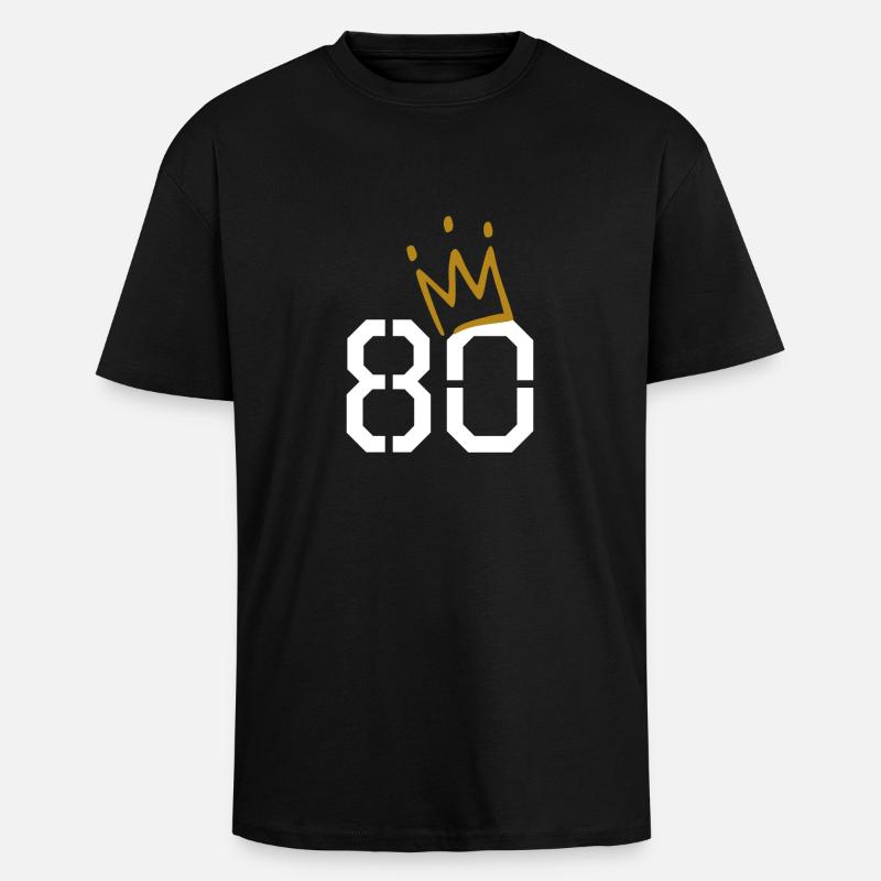 80th birthday - Unisex Oversized Heavyweight T-shirt - black