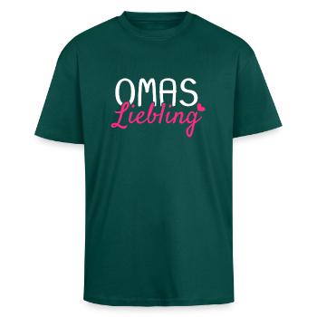 Omas Liebling - Oversized Heavyweight Unisex T-Shirt - hunter Green - Vorne - Alina (178cm) & Michal (187cm)