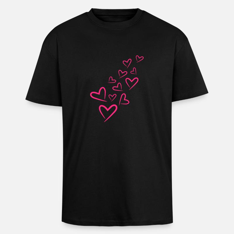 Hearts heart pattern - Unisex Oversized Heavyweight T-shirt - black