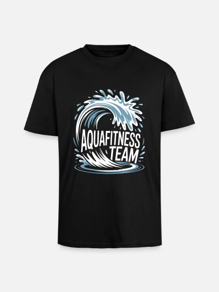 Aquafitness-joukkueen seniorit vedessä - Paksu unisex oversize t-paita - musta