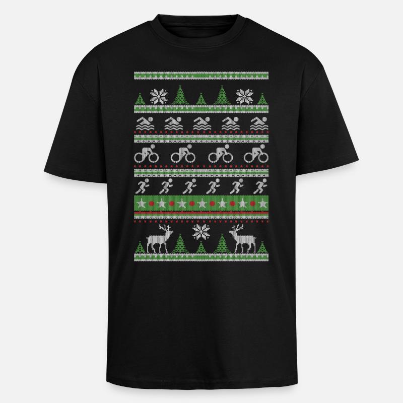 Triathlon Noël moche - T-shirt unisexe oversize épais - noir