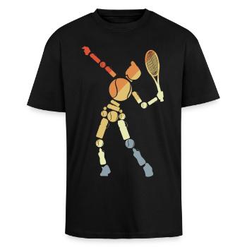 Tennis Boy - Unisex Oversized Heavyweight T-shirt - black - Front - Alina (178cm) & Michal (187cm)