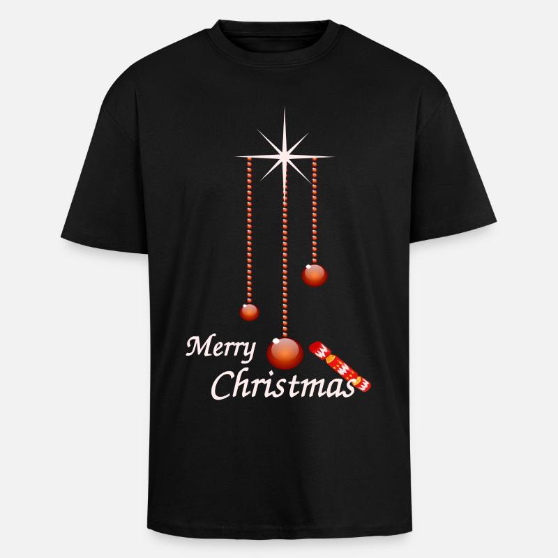 Weihnachtskugeln mit Bonbon - Oversized Heavyweight Unisex T-Shirt - Schwarz
