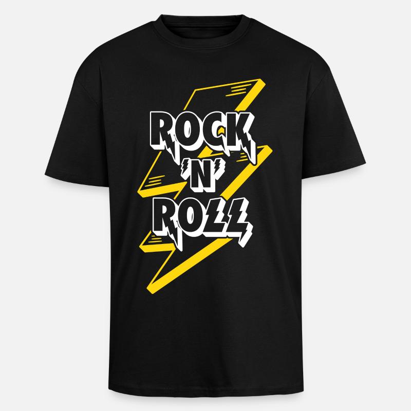 Logo texte rock’n’roll avec éclair - T-shirt unisexe oversize épais - noir